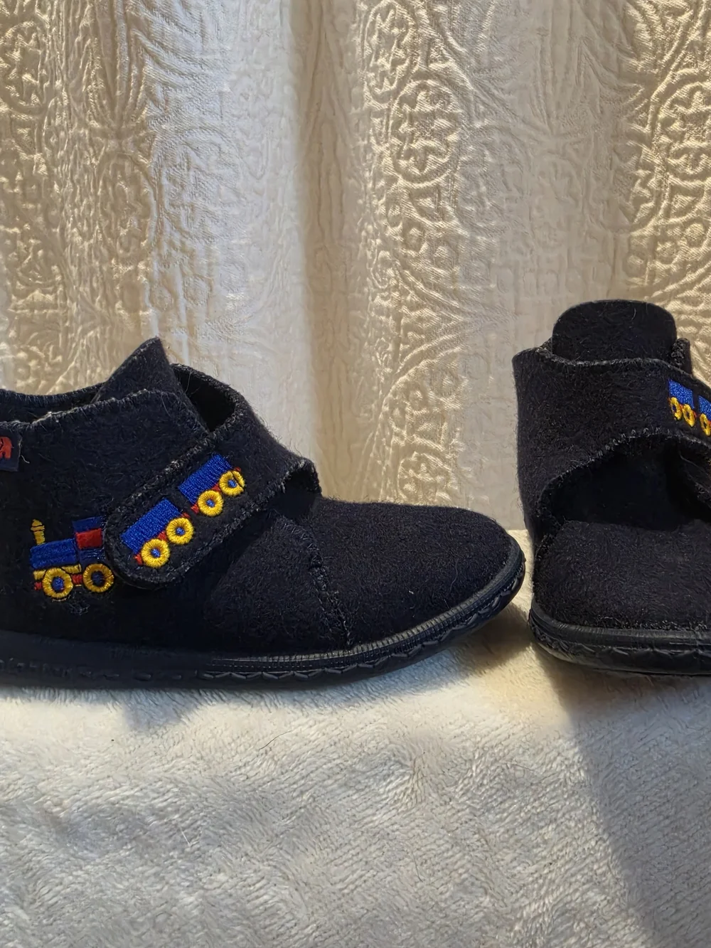 Elefanten Vintage Navy Blue Wool Boots Train Motif Toddler Size 11 Outdoor